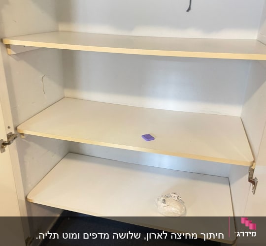 ארון פתוח עם מדפים ריקים